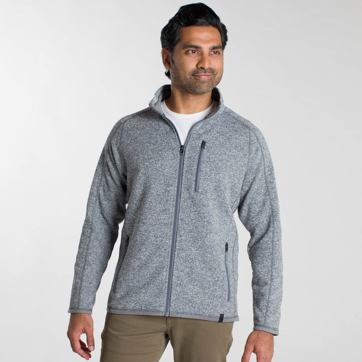 Ash & Erie Heather Grey Full-Zip Jacket Fleece for Short Men   Fleece
