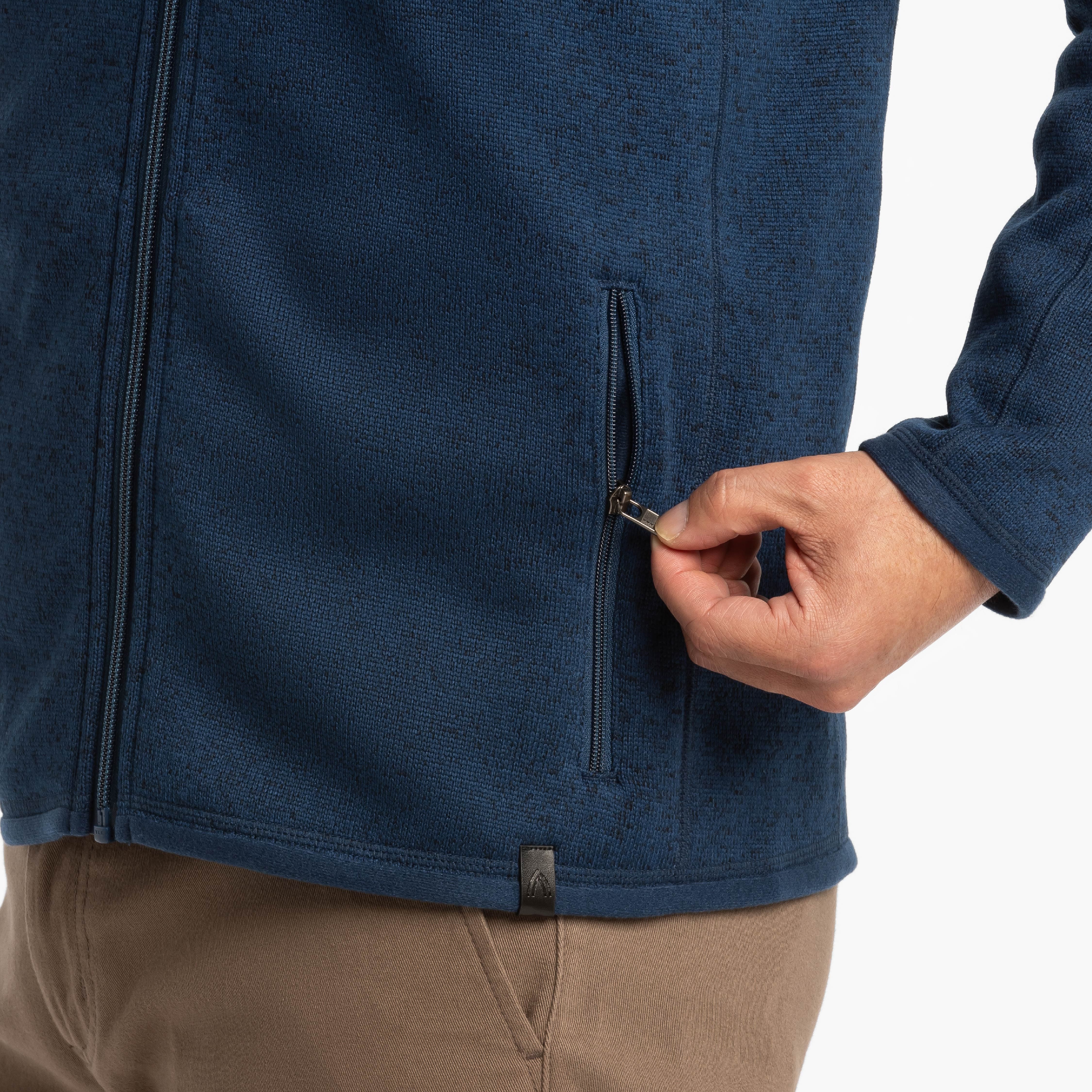 Ash & Erie Heather Navy Full-Zip Jacket Fleece for Short Men   Fleece