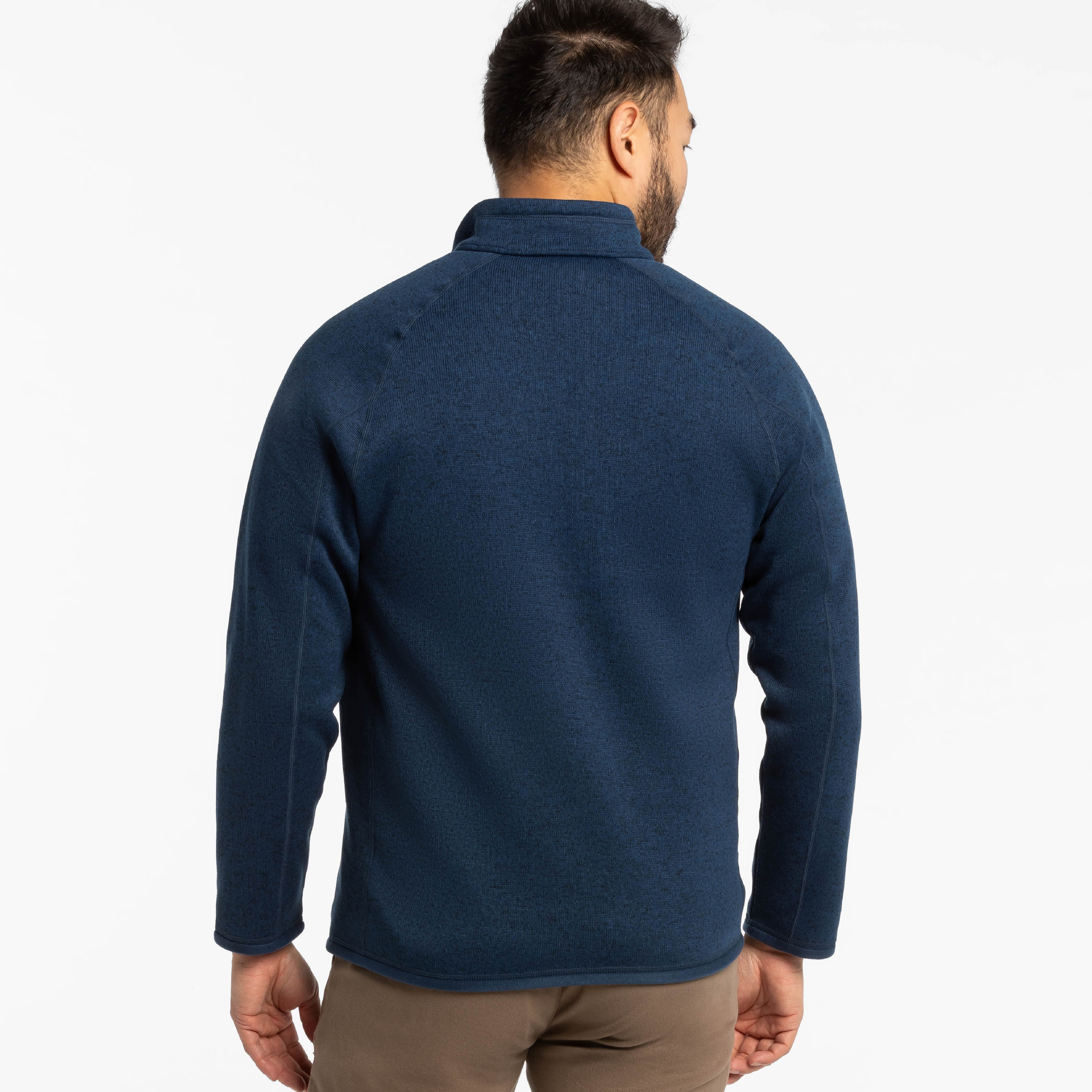 Ash & Erie Heather Navy Quarter-Zip Jacket Fleece for Short Men