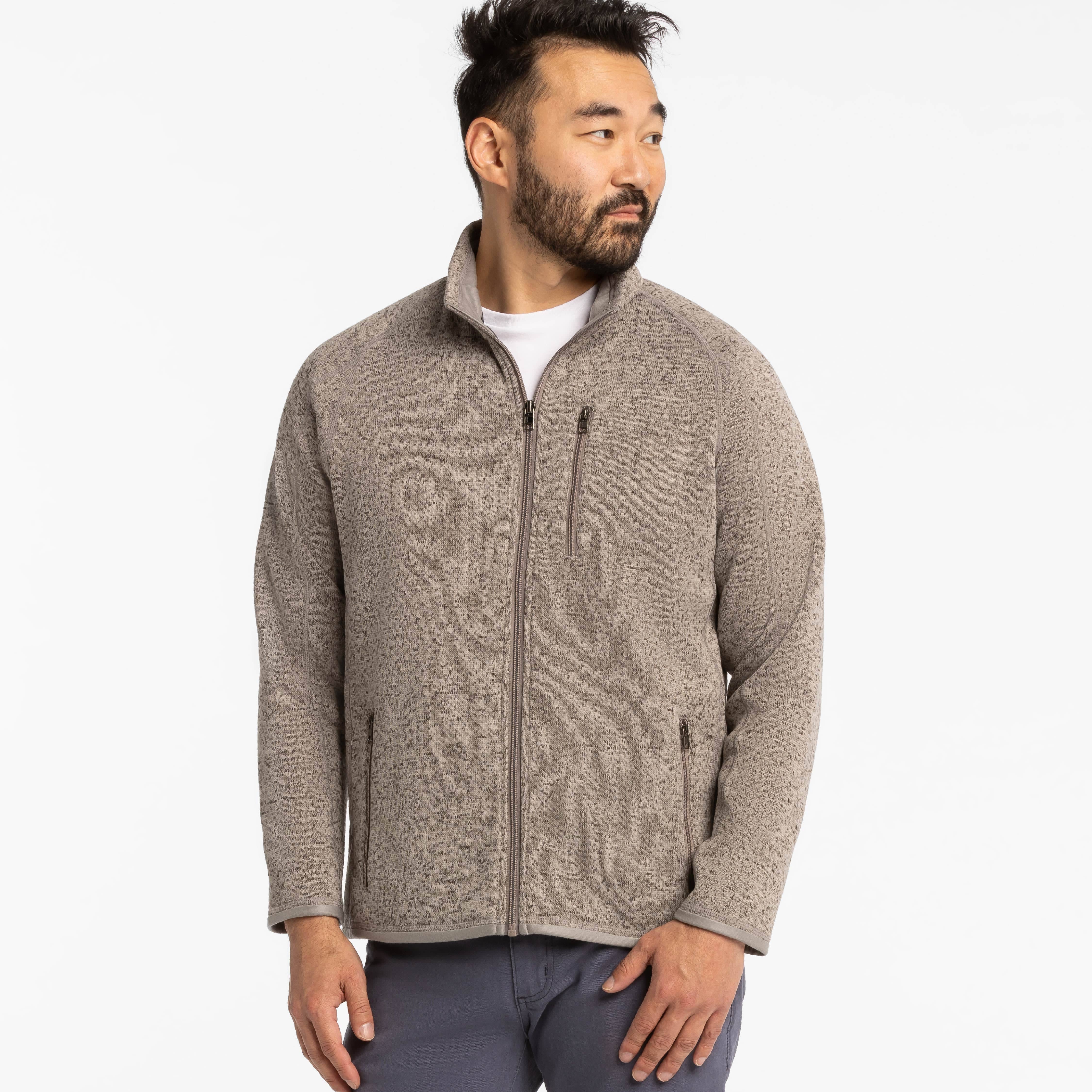 Ash & Erie Heather Oat Full-Zip Jacket Fleece for Short Men   Fleece