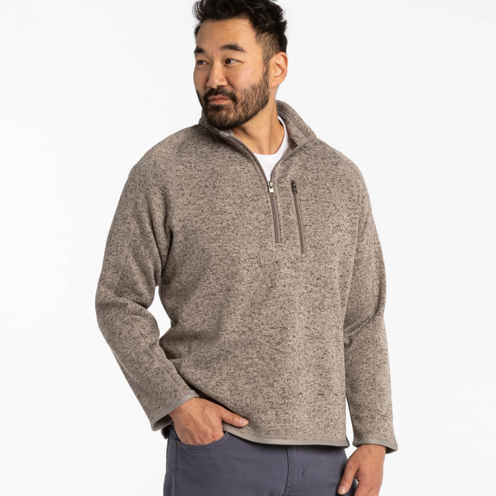 Ash & Erie Heather Oat Quarter-Zip Jacket Fleece for Short Men   Fleece