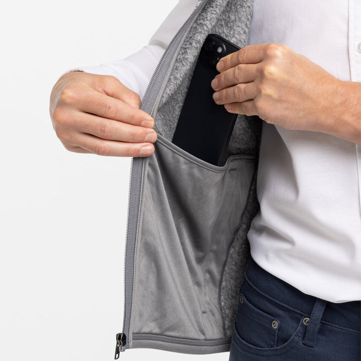 Ash & Erie Heather Grey Fleece Vest for Short Men   Fleece Vest