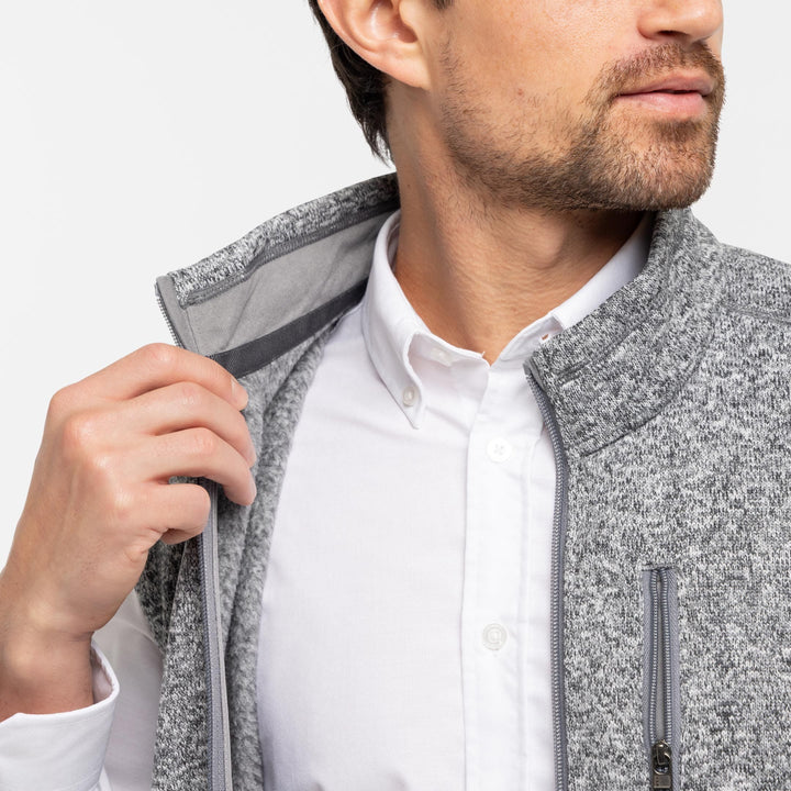 Ash & Erie Heather Grey Fleece Vest for Short Men   Fleece Vest