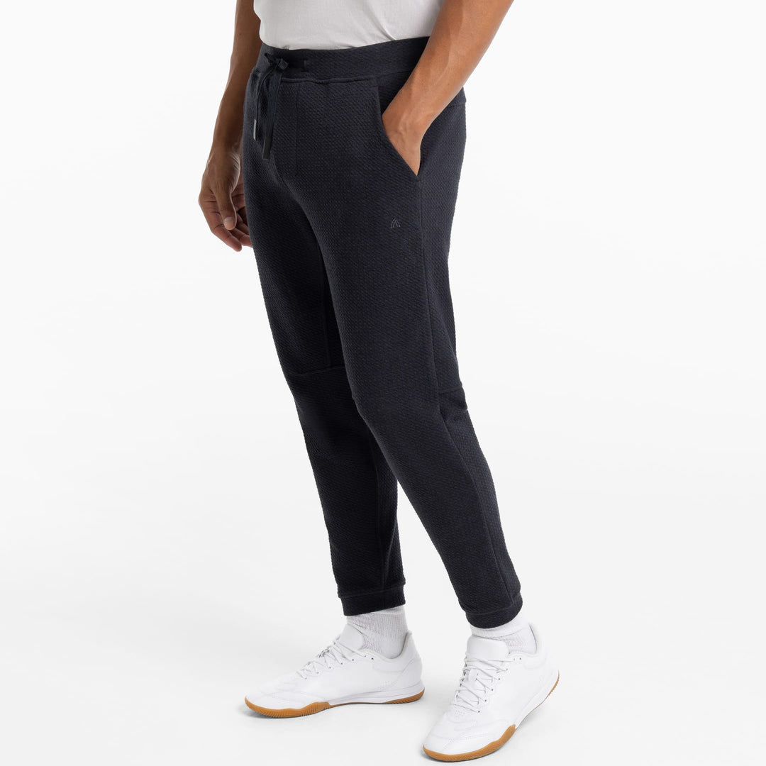 Ash & Erie Black Textured Hybrid Jogger for Short Men   Hybrid Jogger