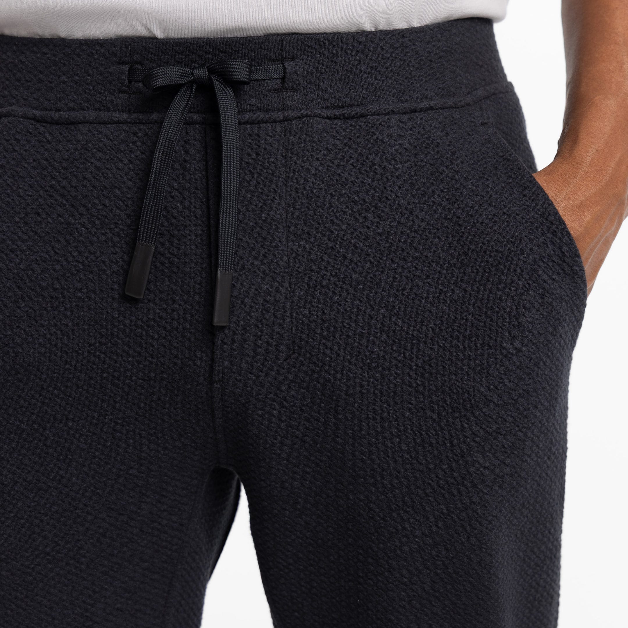 Ash & Erie Black Textured Hybrid Jogger for Short Men   Hybrid Jogger