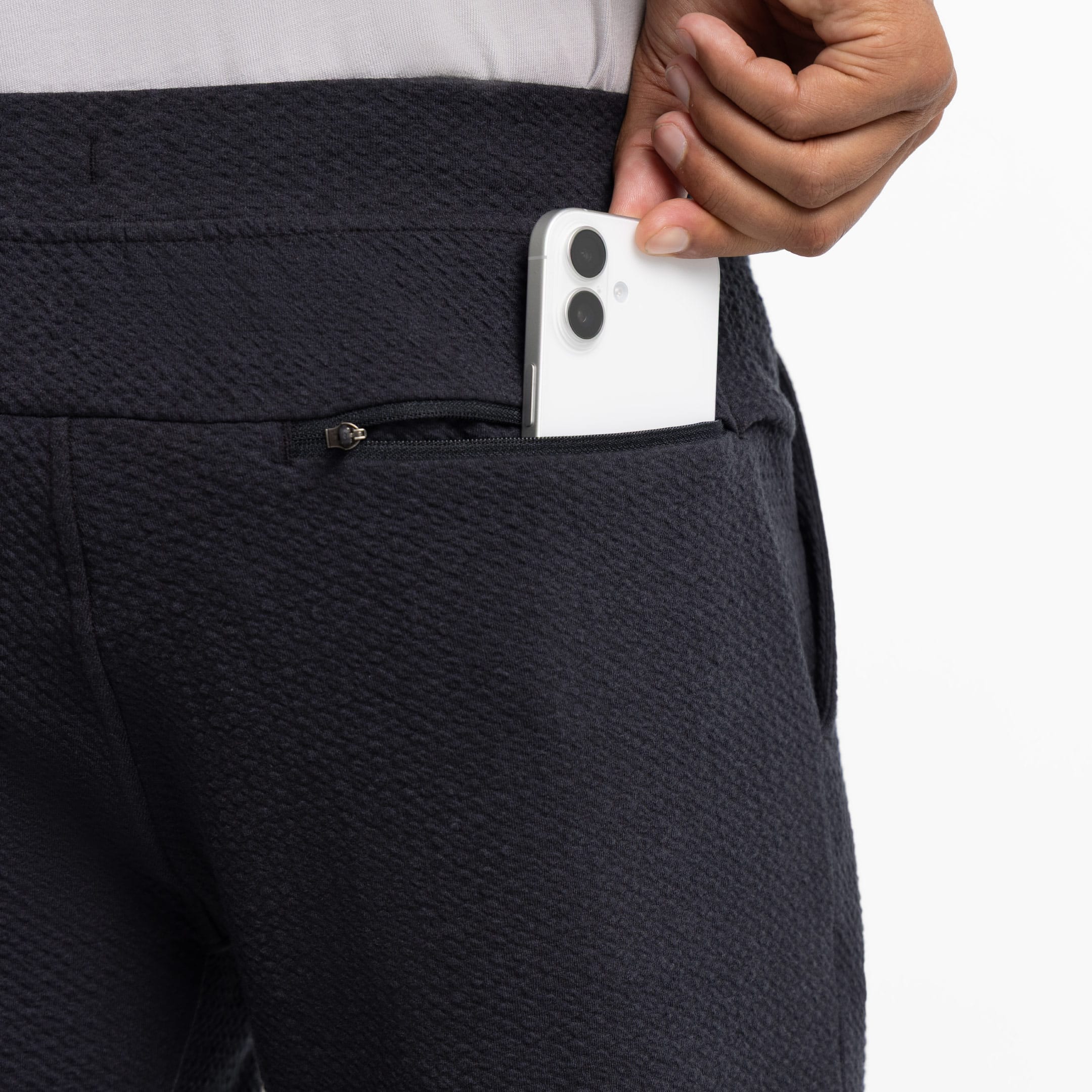 Ash & Erie Black Textured Hybrid Jogger for Short Men   Hybrid Jogger