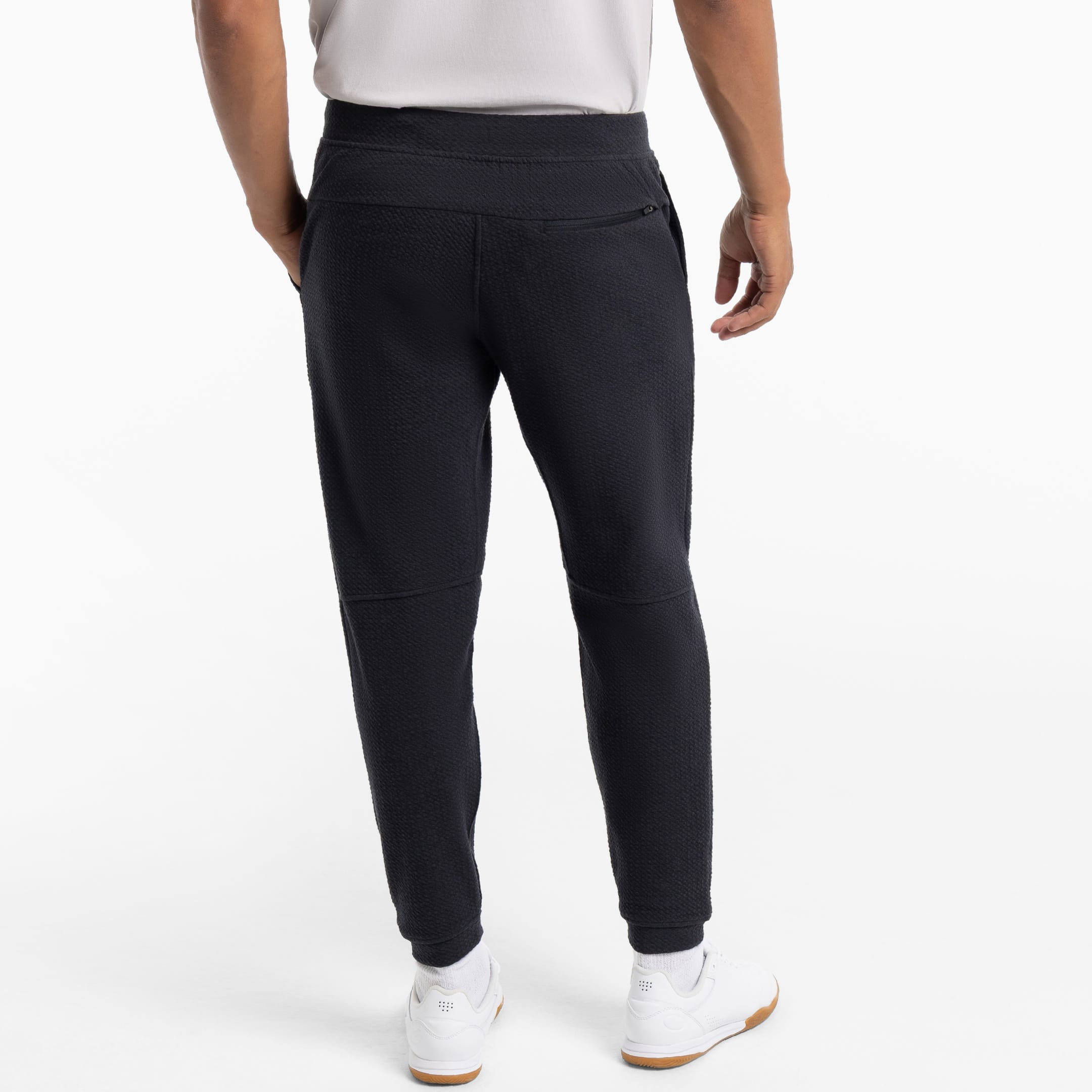 Ash & Erie Black Textured Hybrid Jogger for Short Men   Hybrid Jogger