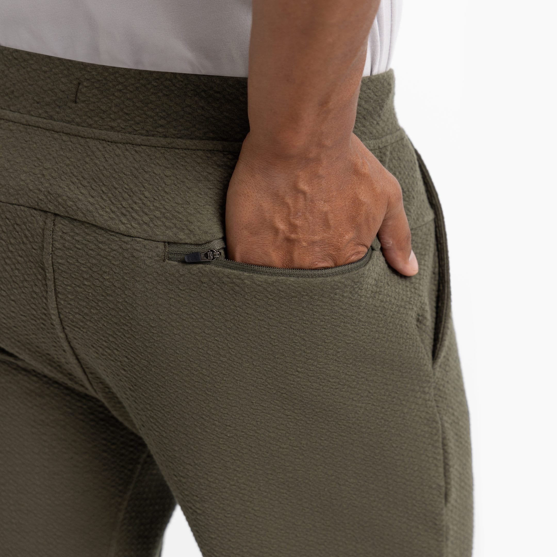 Ash & Erie Olive Textured Hybrid Jogger for Short Men   Hybrid Jogger