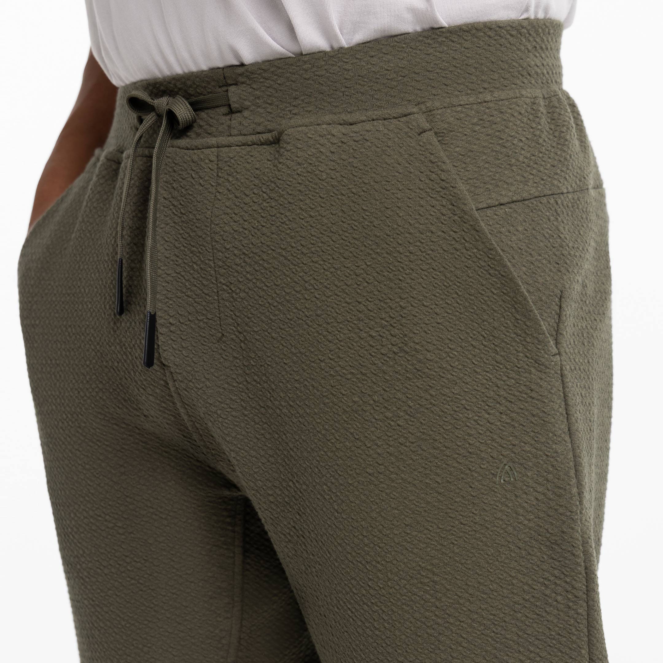 Ash & Erie Olive Textured Hybrid Jogger for Short Men   Hybrid Jogger