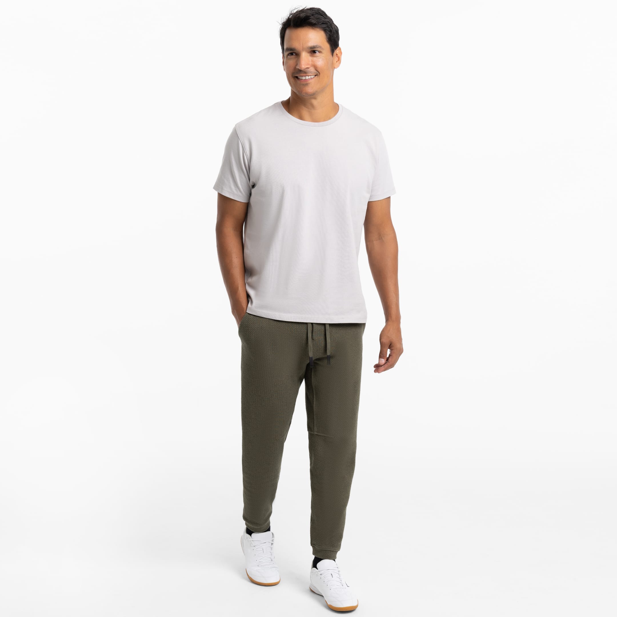 Ash & Erie Olive Textured Hybrid Jogger for Short Men   Hybrid Jogger