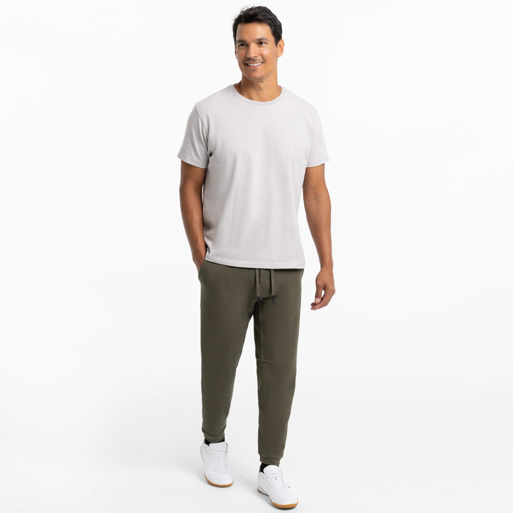 Ash & Erie Olive Textured Hybrid Jogger for Short Men   Hybrid Jogger