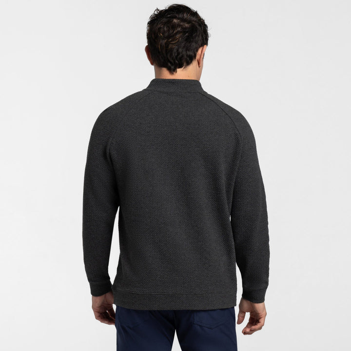 Ash & Erie Charcoal Textured Hybrid Quarter-Zip for Short Men   Hybrid Quarter-Zip