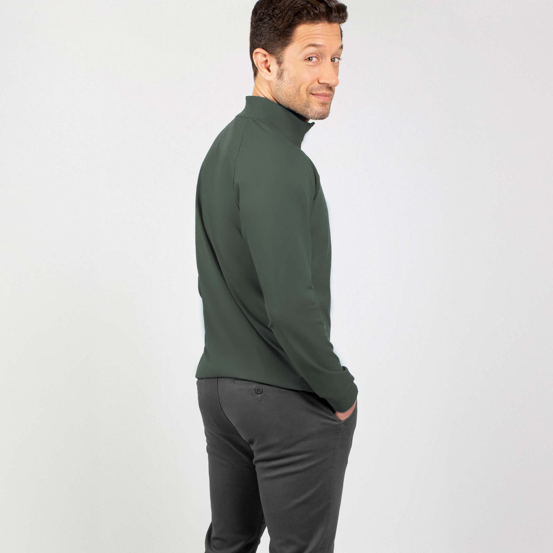 Ash & Erie Dark Green Hybrid Quarter-Zip for Short Men   Hybrid Quarter-Zip