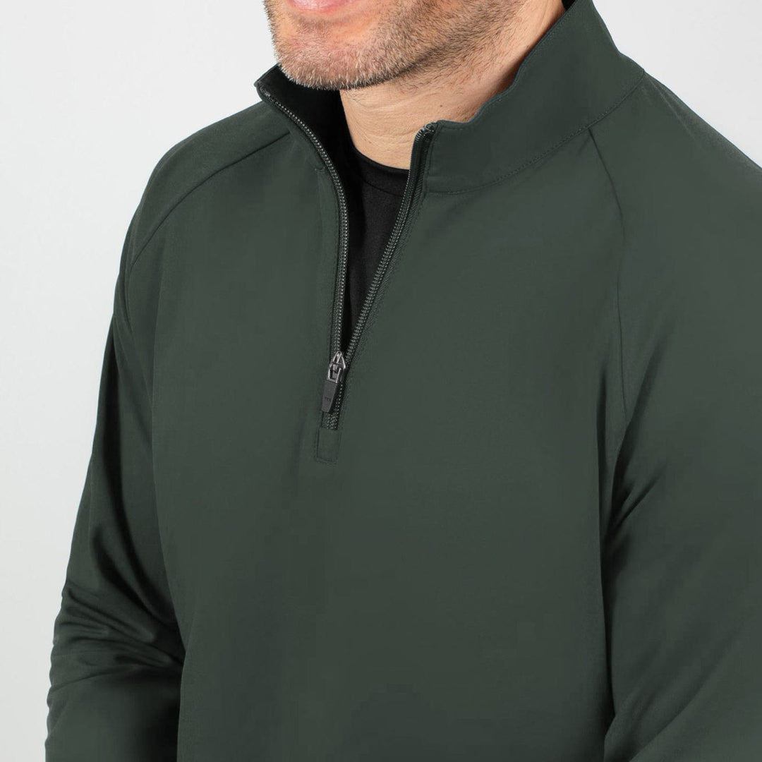 Ash & Erie Dark Green Hybrid Quarter-Zip for Short Men   Hybrid Quarter-Zip