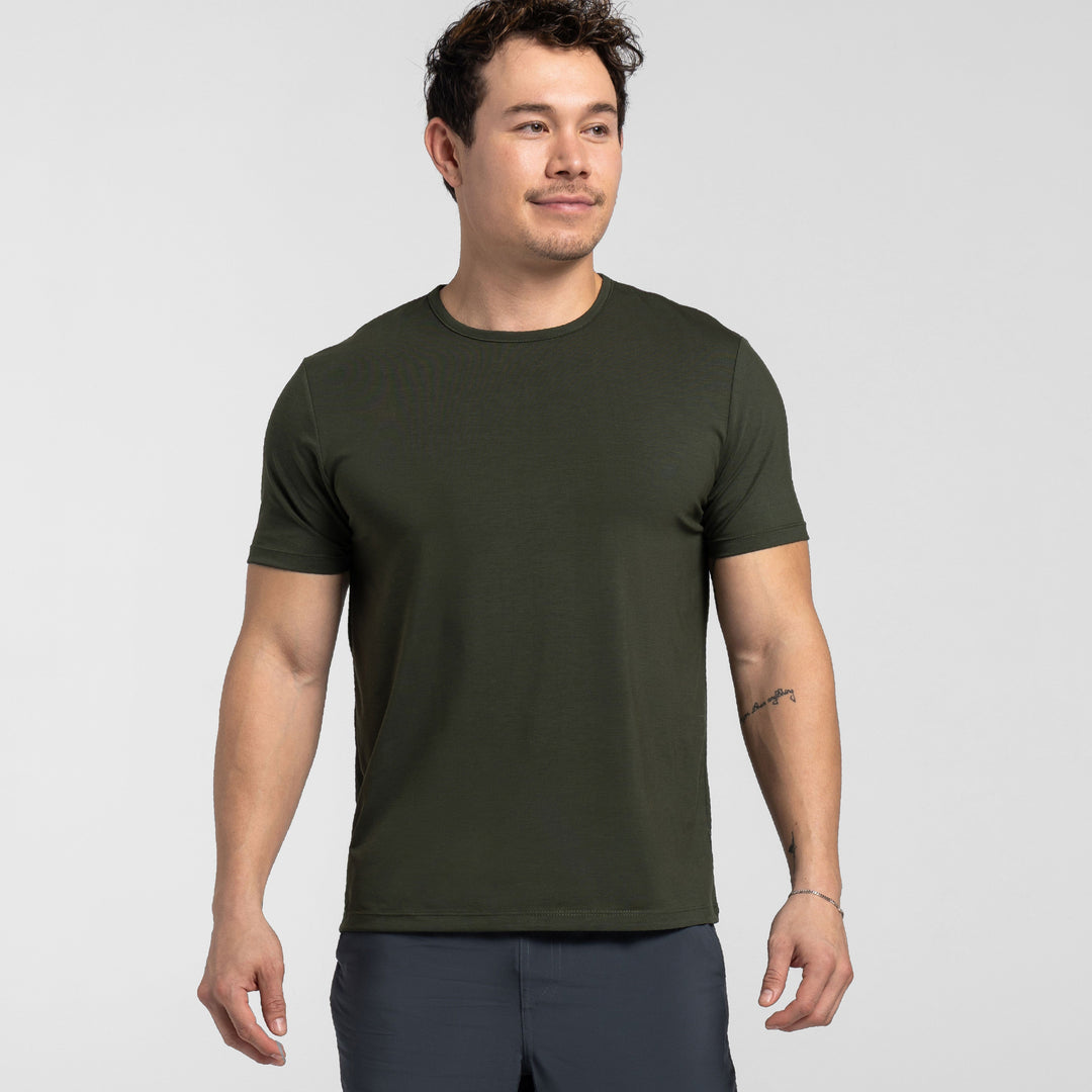 Ash & Erie Green Hybrid Tee for Short Men   Hybrid Tees