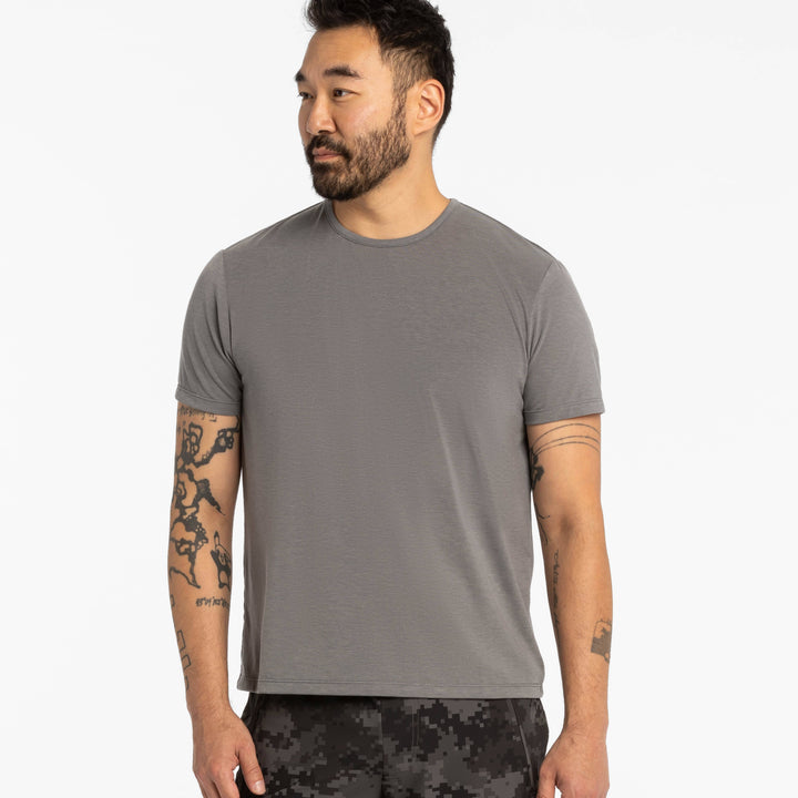 Ash & Erie Grey Hybrid Tee for Short Men   Hybrid Tees