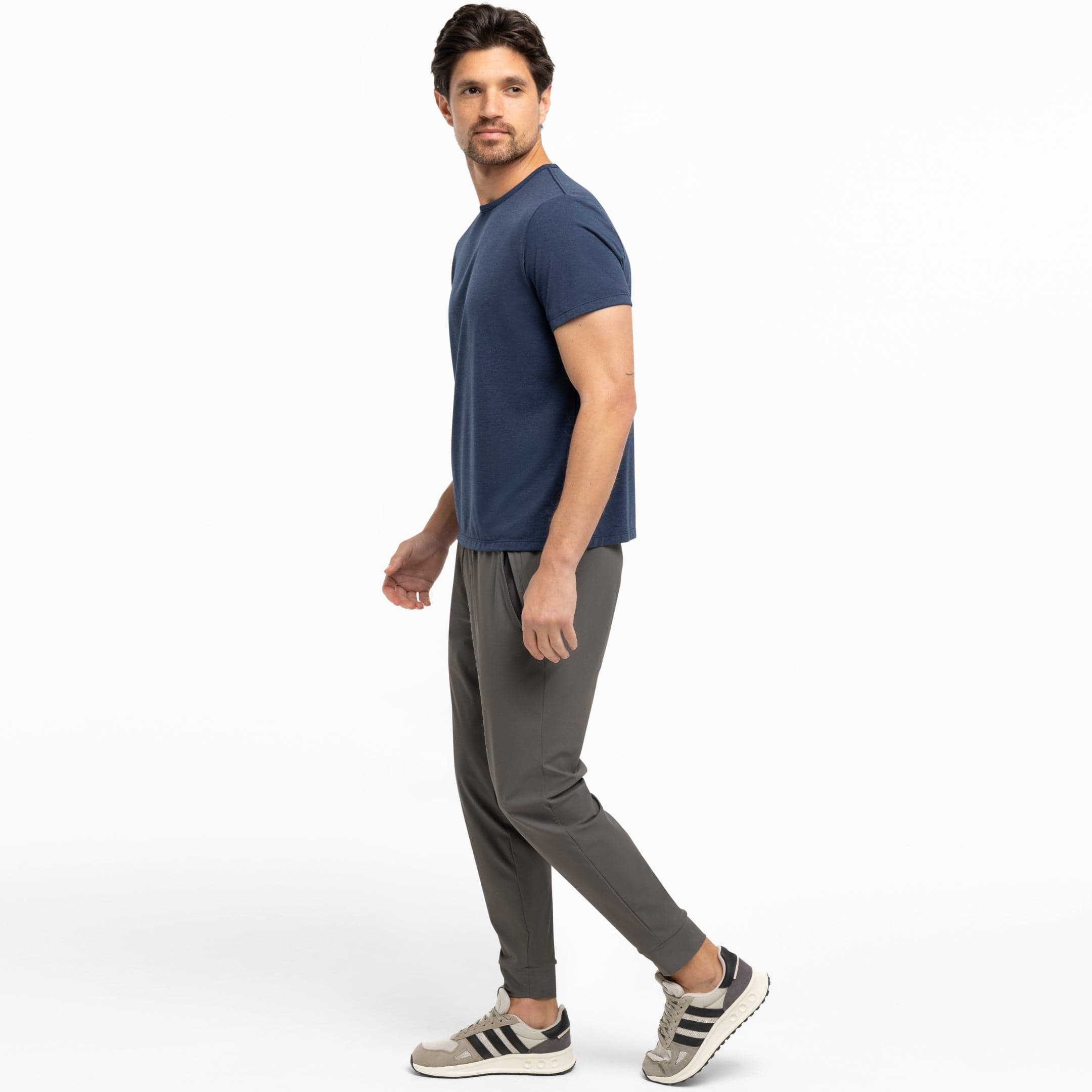 Ash & Erie Navy Hybrid Tee for Short Men   Hybrid Tees