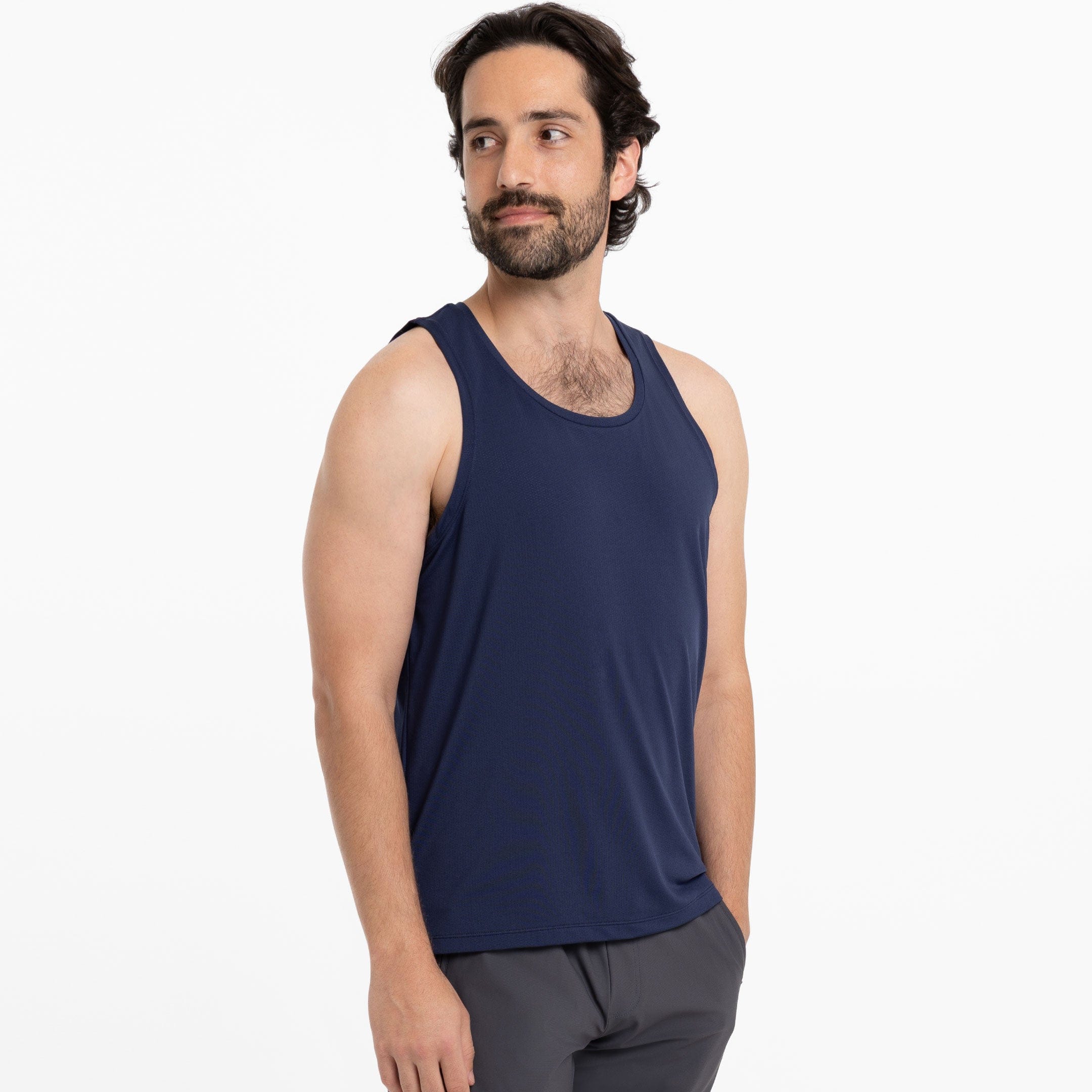 Ash & Erie Navy Hybrid Ultralight Tanks for Short Men