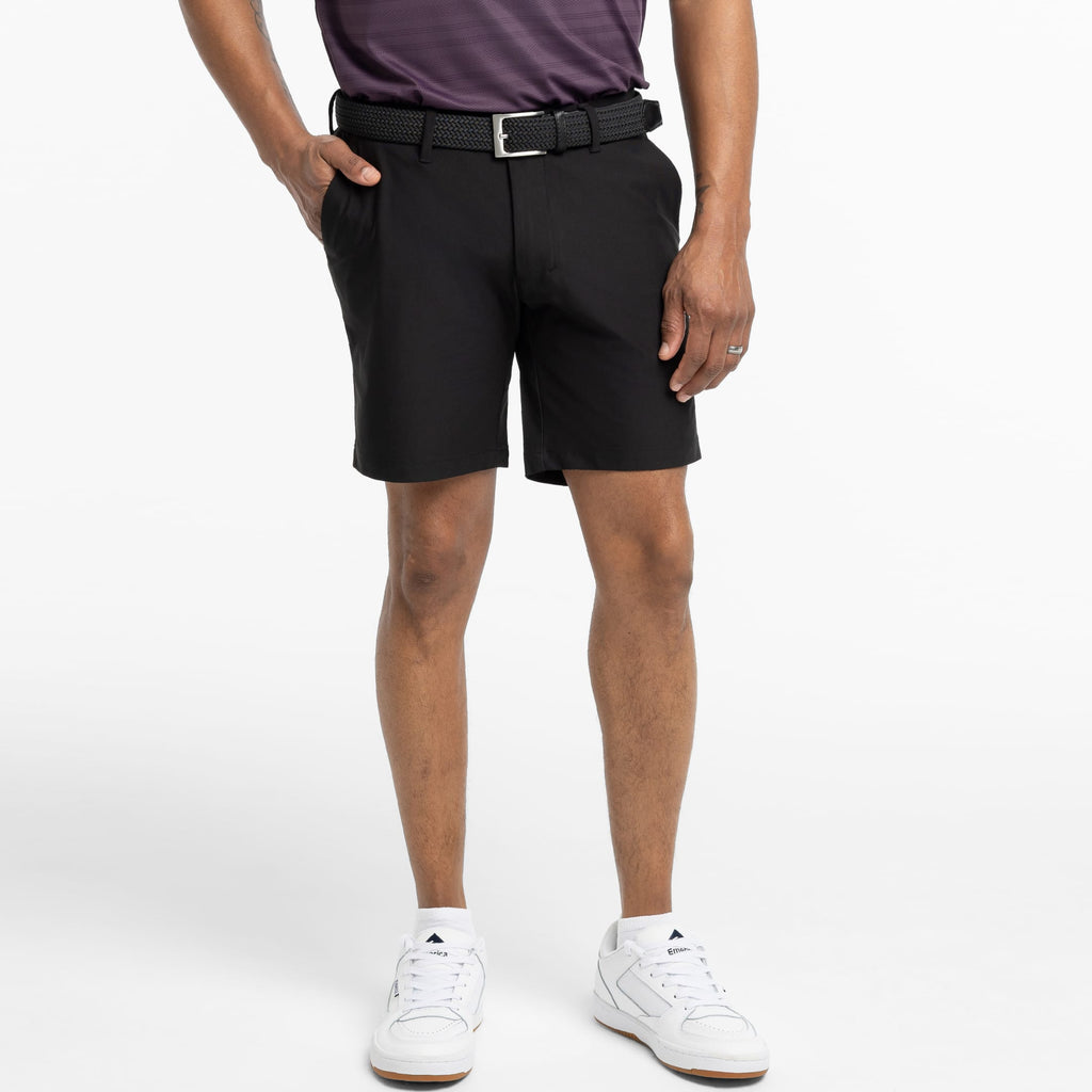 Ash & Erie Black Hybrid XYZ Chino Shorts for Short Men