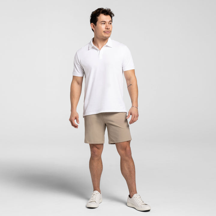 Ash & Erie Khaki Hybrid XYZ Chino Shorts for Short Men   Hybrid XYZ Chino Shorts