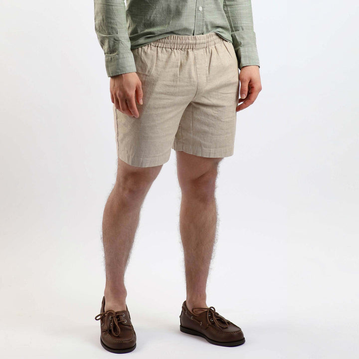 Ash & Erie Khaki Linen Short for Short Men   Linen Short