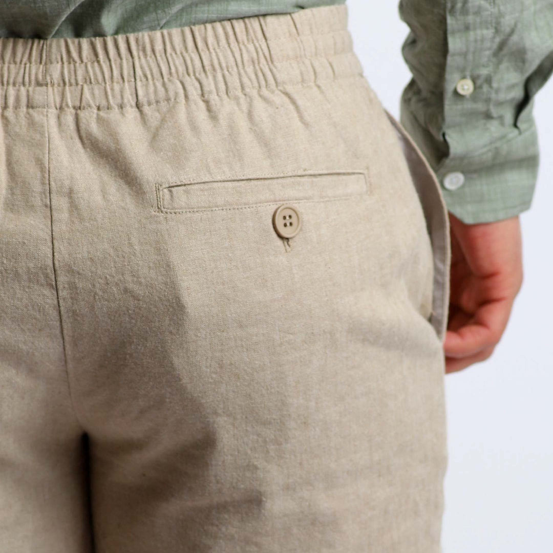 Ash & Erie Khaki Linen Short for Short Men   Linen Short