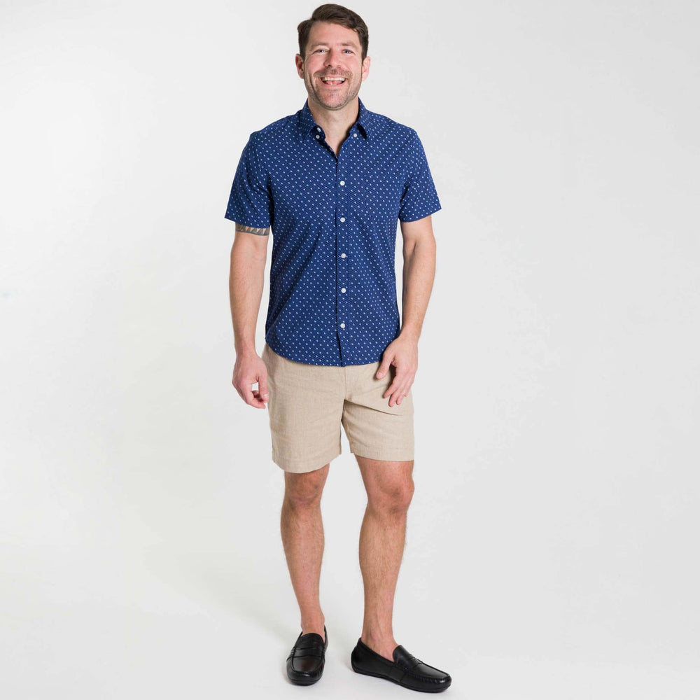 Ash & Erie Khaki Linen Short for Short Men   Linen Short