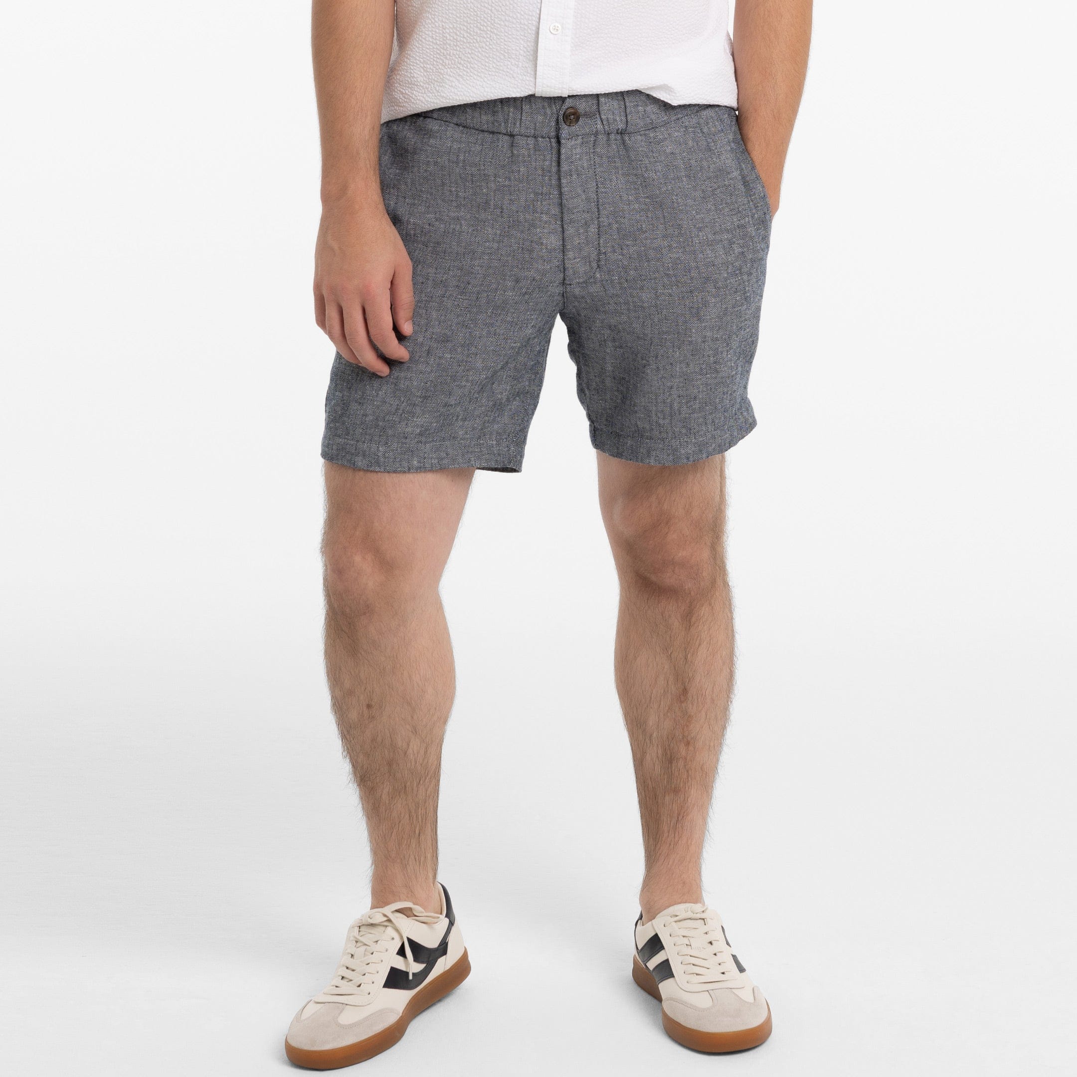Ash & Erie Navy Linen Shorts for Short Men   Linen Short