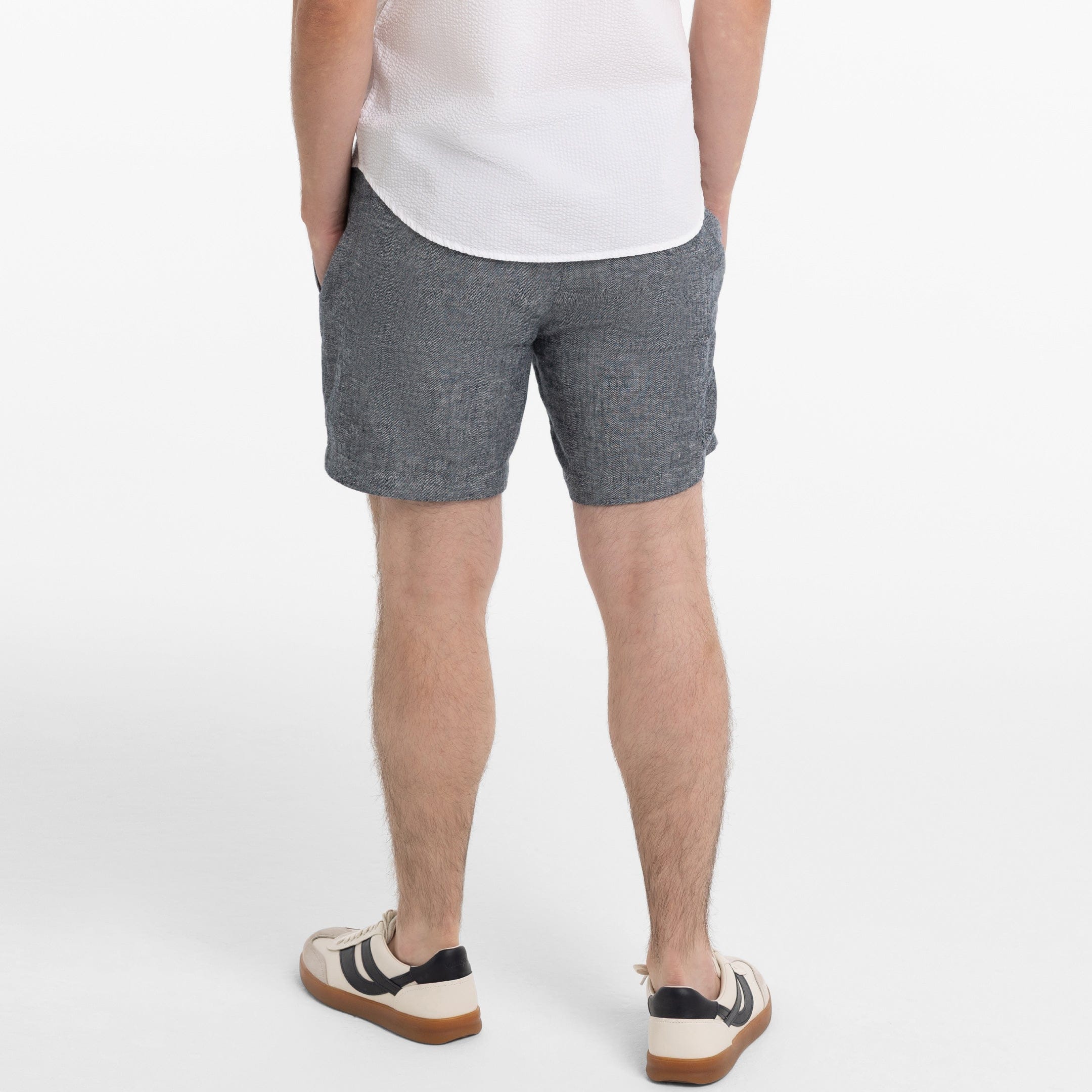 Ash & Erie Navy Linen Shorts for Short Men   Linen Short