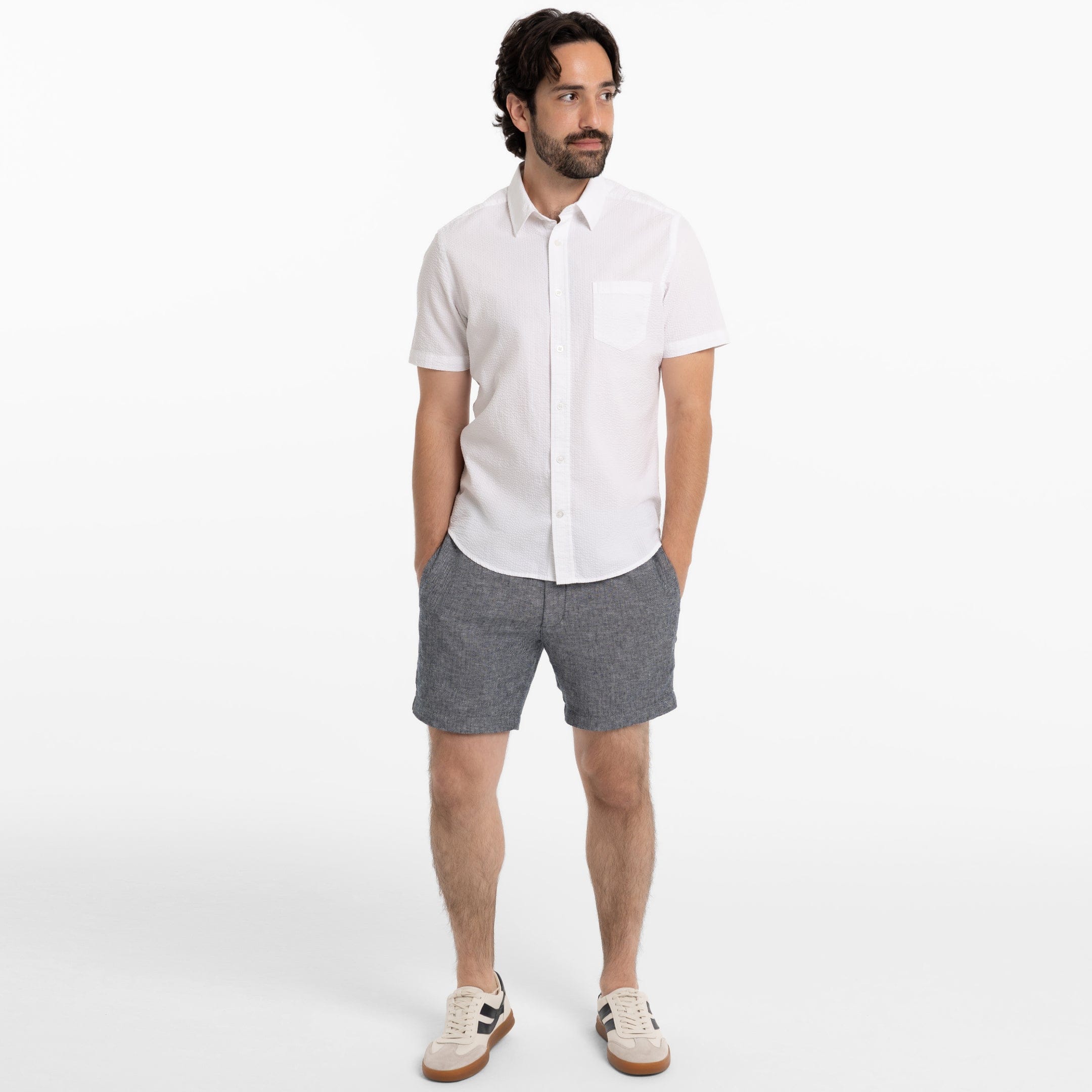 Ash & Erie Navy Linen Shorts for Short Men   Linen Short