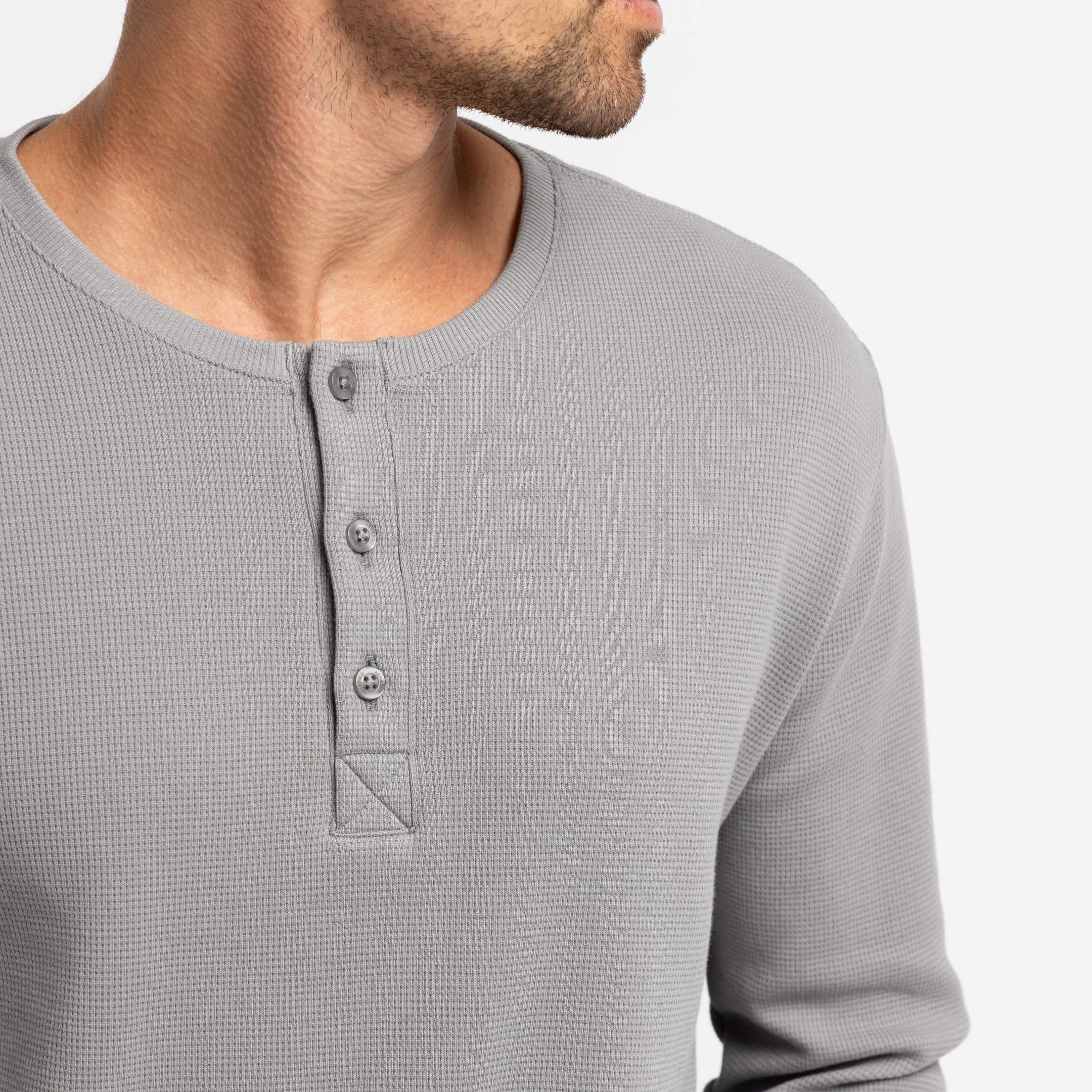 Ash & Erie Grey Waffle Henley for Short Men