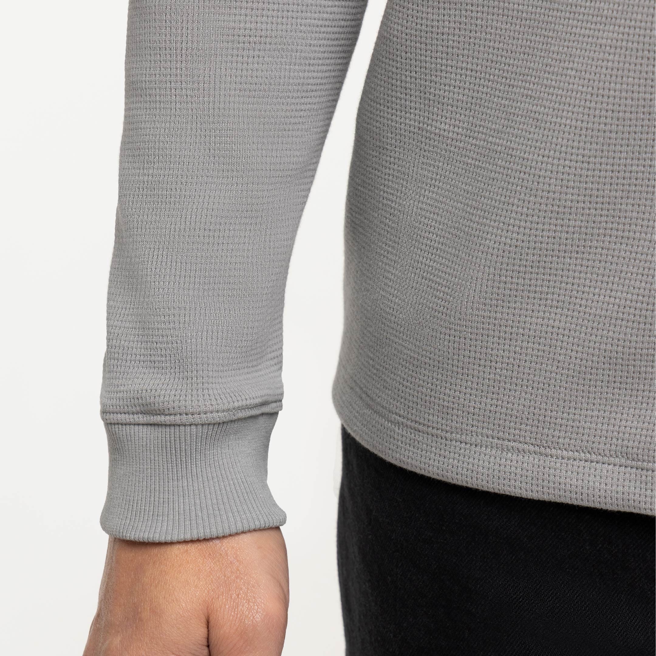 Ash & Erie Grey Waffle Henley for Short Men