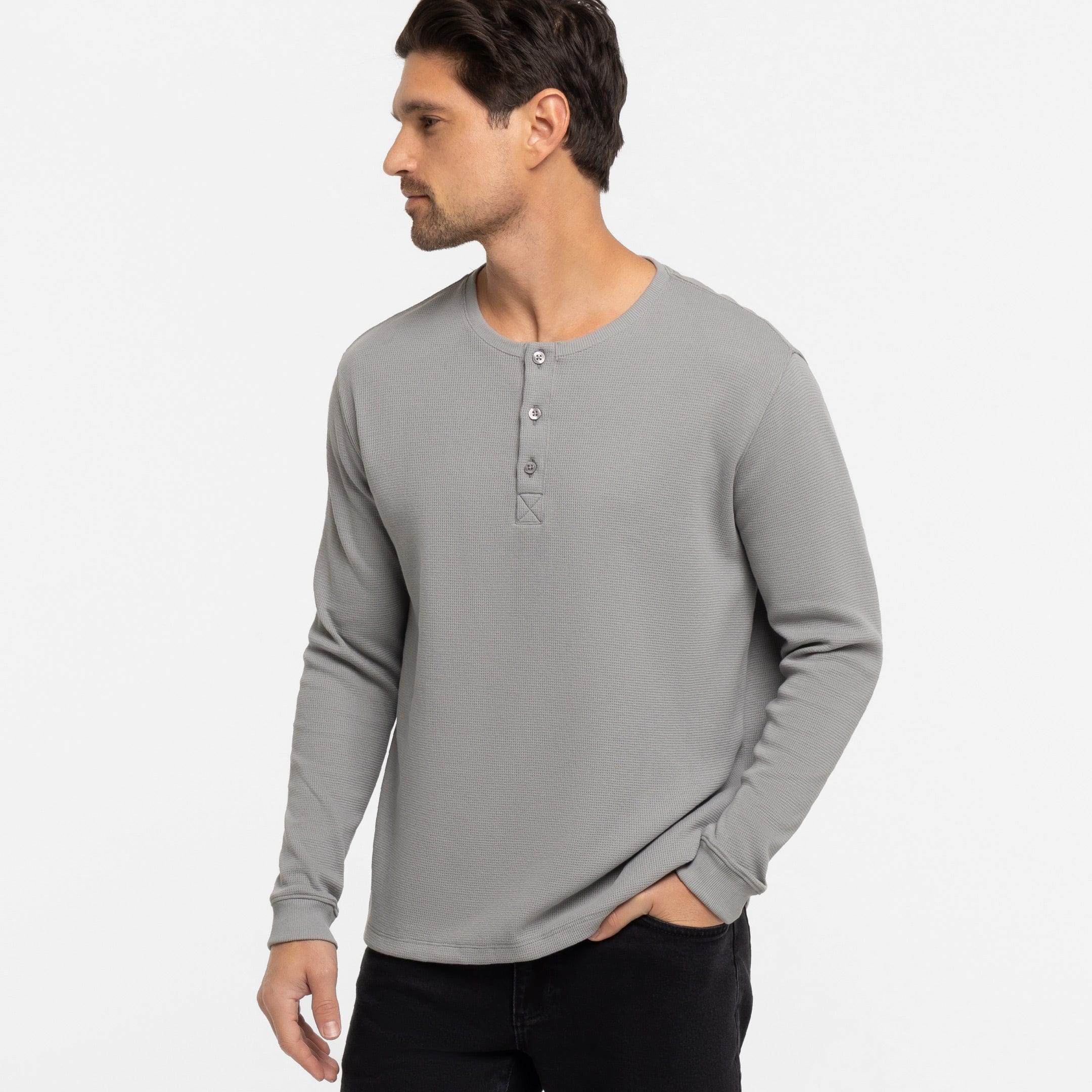 ANCELLM HENLEY RIB LS T-SHIRT （GRAY） ANCELLM（アンセルム） HENLEY RIB LS T-SHIRT （GRAY） s.t.c｜洋服