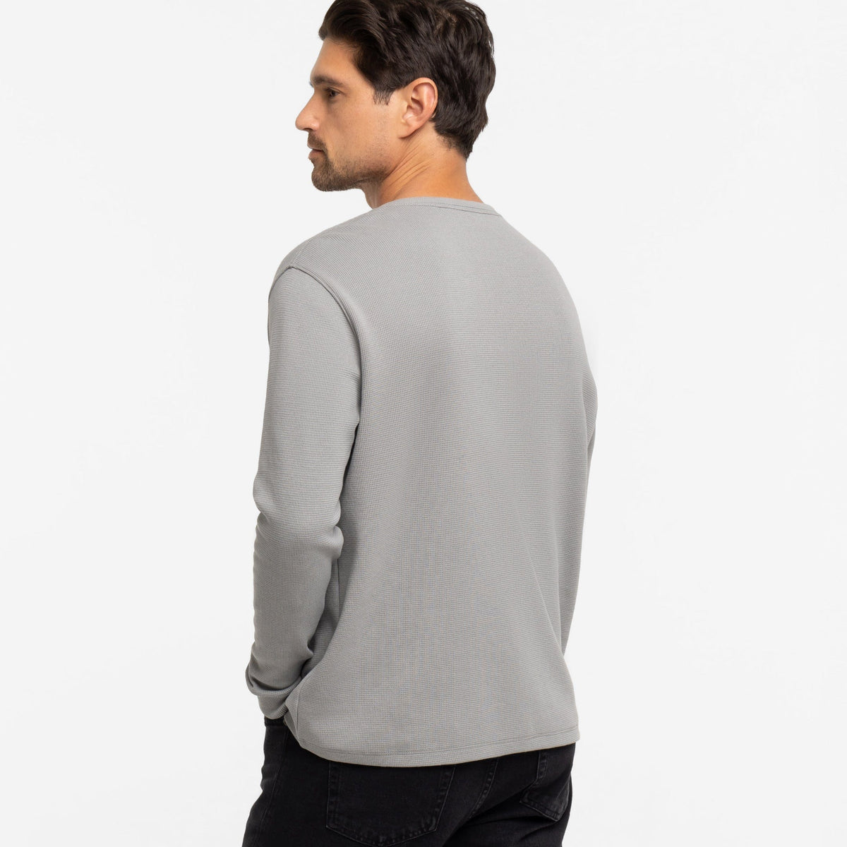 Ash & Erie Grey Waffle Henley for Short Men