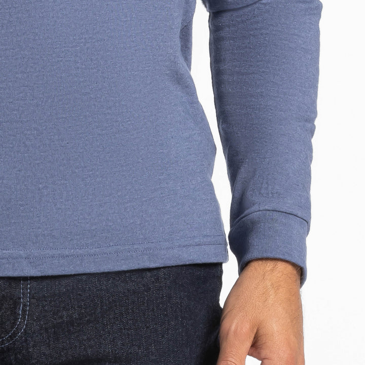 Ash & Erie Heather Blue Henley for Short Men   Long Sleeve Henley