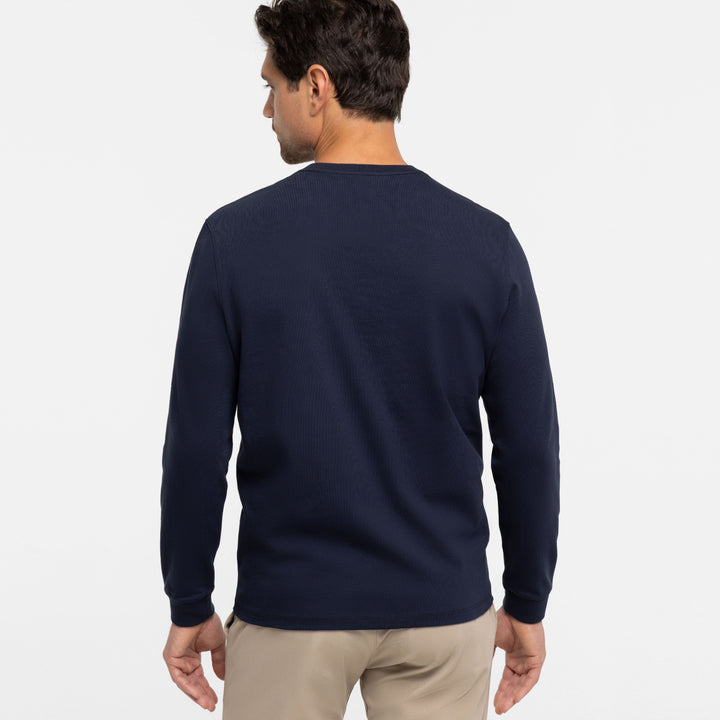 Ash & Erie True Navy Long Sleeve Pima Cotton Henley for Short Men   Long Sleeve Henley