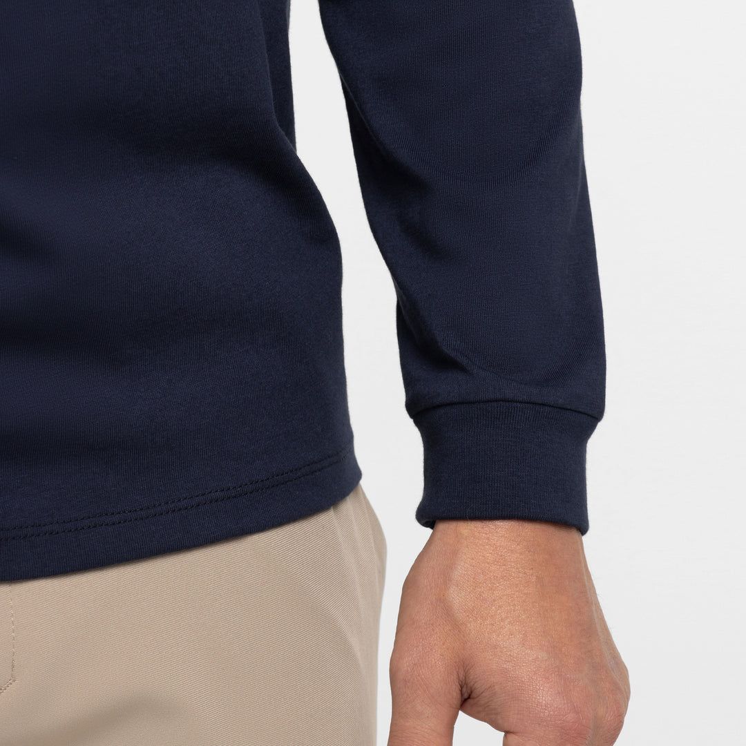 Ash & Erie True Navy Long Sleeve Pima Cotton Henley for Short Men   Long Sleeve Henley
