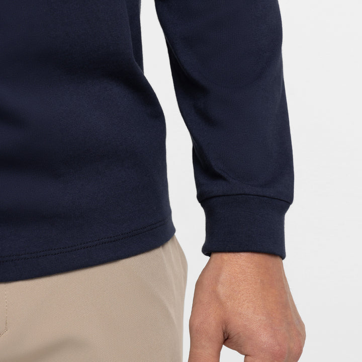 Ash & Erie True Navy Long Sleeve Pima Cotton Henley for Short Men   Long Sleeve Henley