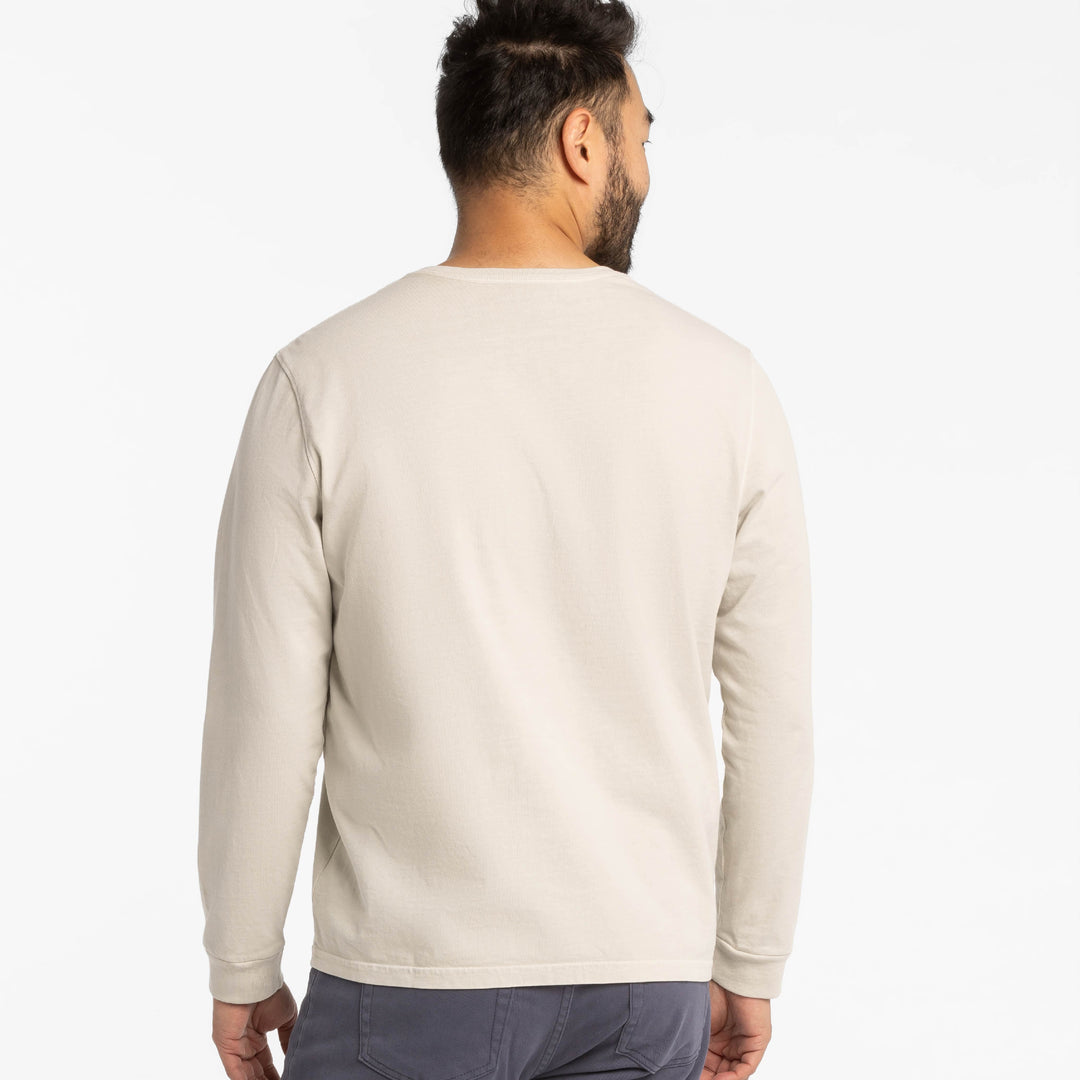 Ash & Erie Washed Oat Long Sleeve Pima Cotton Henley for Short Men   Long Sleeve Henley