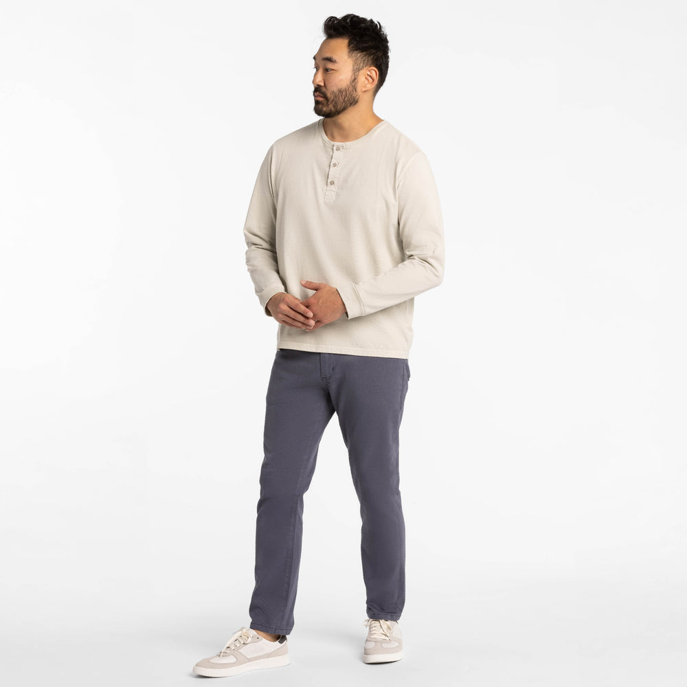 Ash & Erie Washed Oat Long Sleeve Pima Cotton Henley for Short Men   Long Sleeve Henley