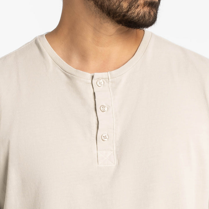 Ash & Erie Washed Oat Long Sleeve Pima Cotton Henley for Short Men   Long Sleeve Henley