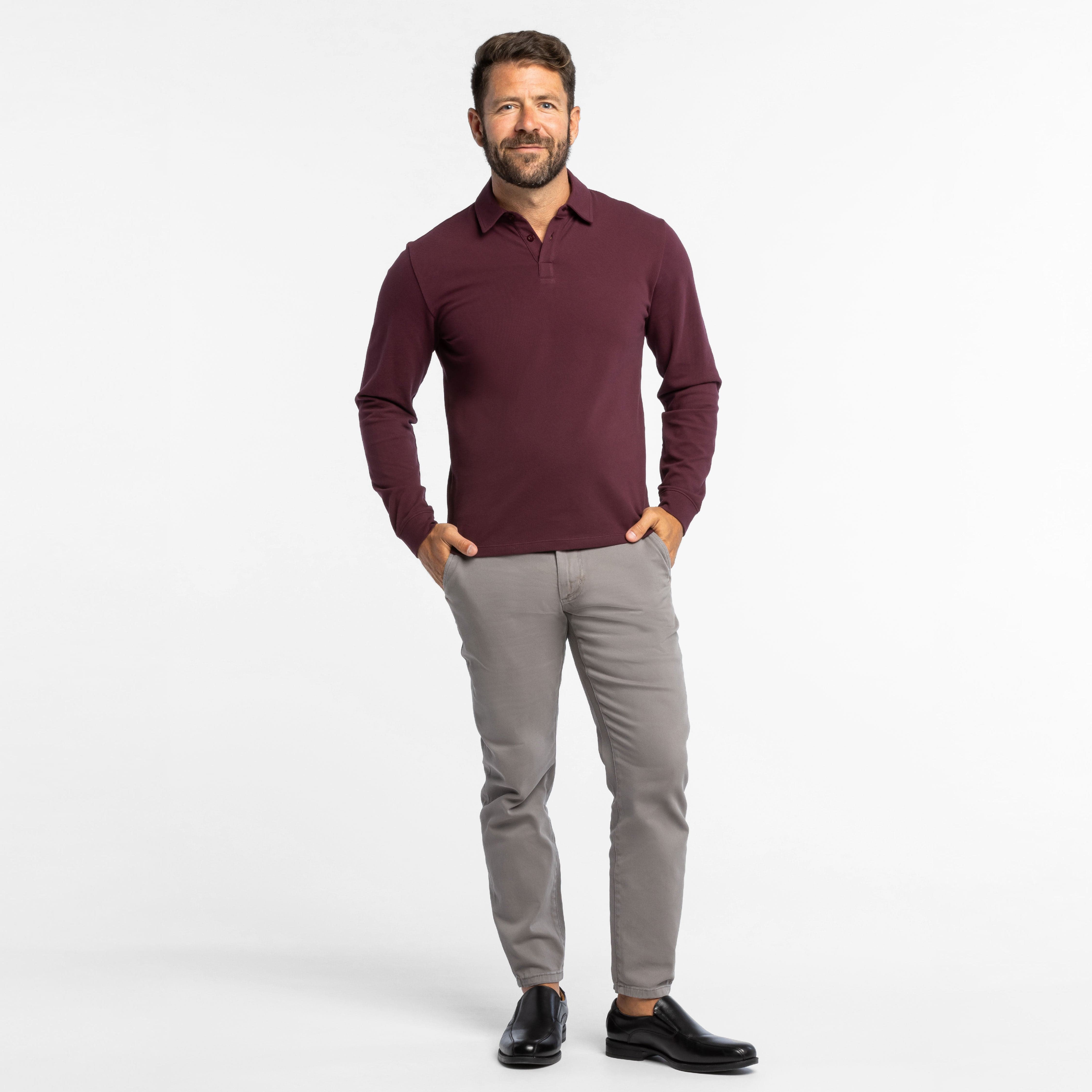 burgundy dress shirt and grey pants Solid Burgundy Custom Dress Pants