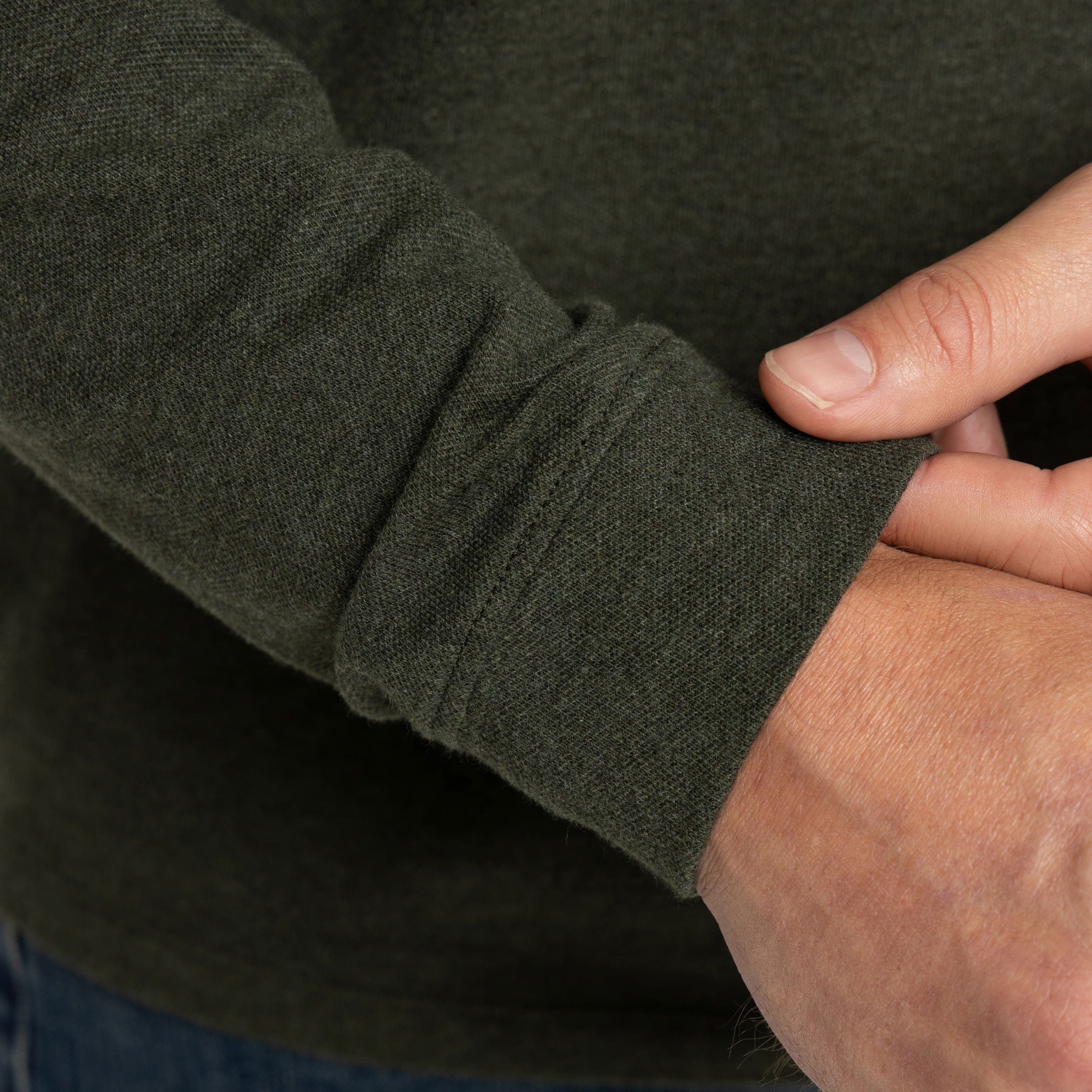 Buy Heather Green Pique Long Sleeve Polo Shirt for Short Men | Ash & Erie   Long Sleeve Polos