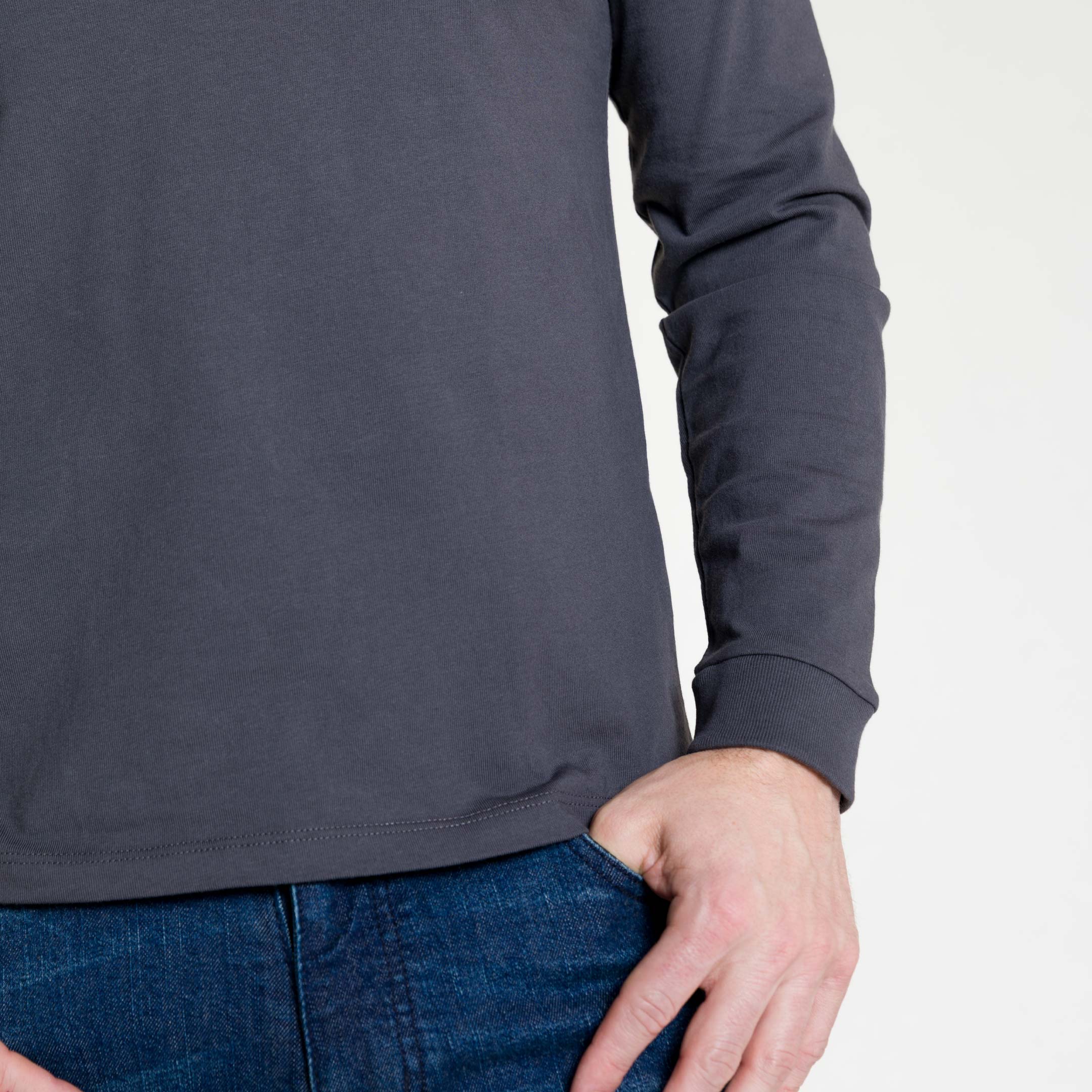 Ash & Erie Charcoal Long Sleeve Pima Cotton Crew Neck Tee