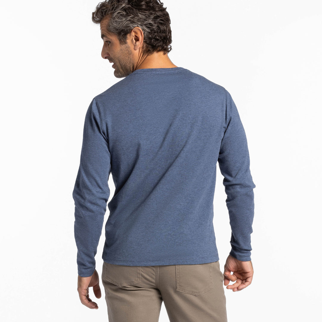 Ash & Erie Heather Blue Luxury Soft Touch Long Sleeve Crew Neck T-Shirt for Short Men   Long Sleeve Premium Tee