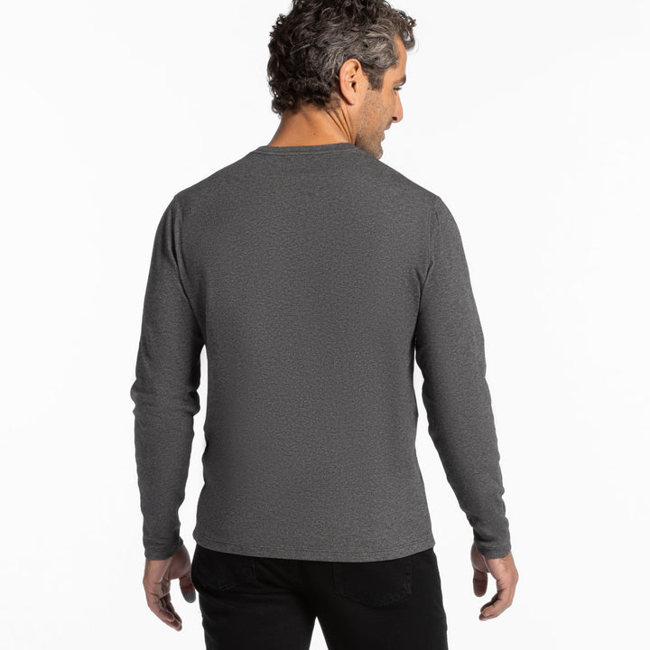 Ash & Erie Heather Charcoal Luxury Soft Touch Long Sleeve Crew Neck T-Shirt for Short Men   Long Sleeve Premium Tee