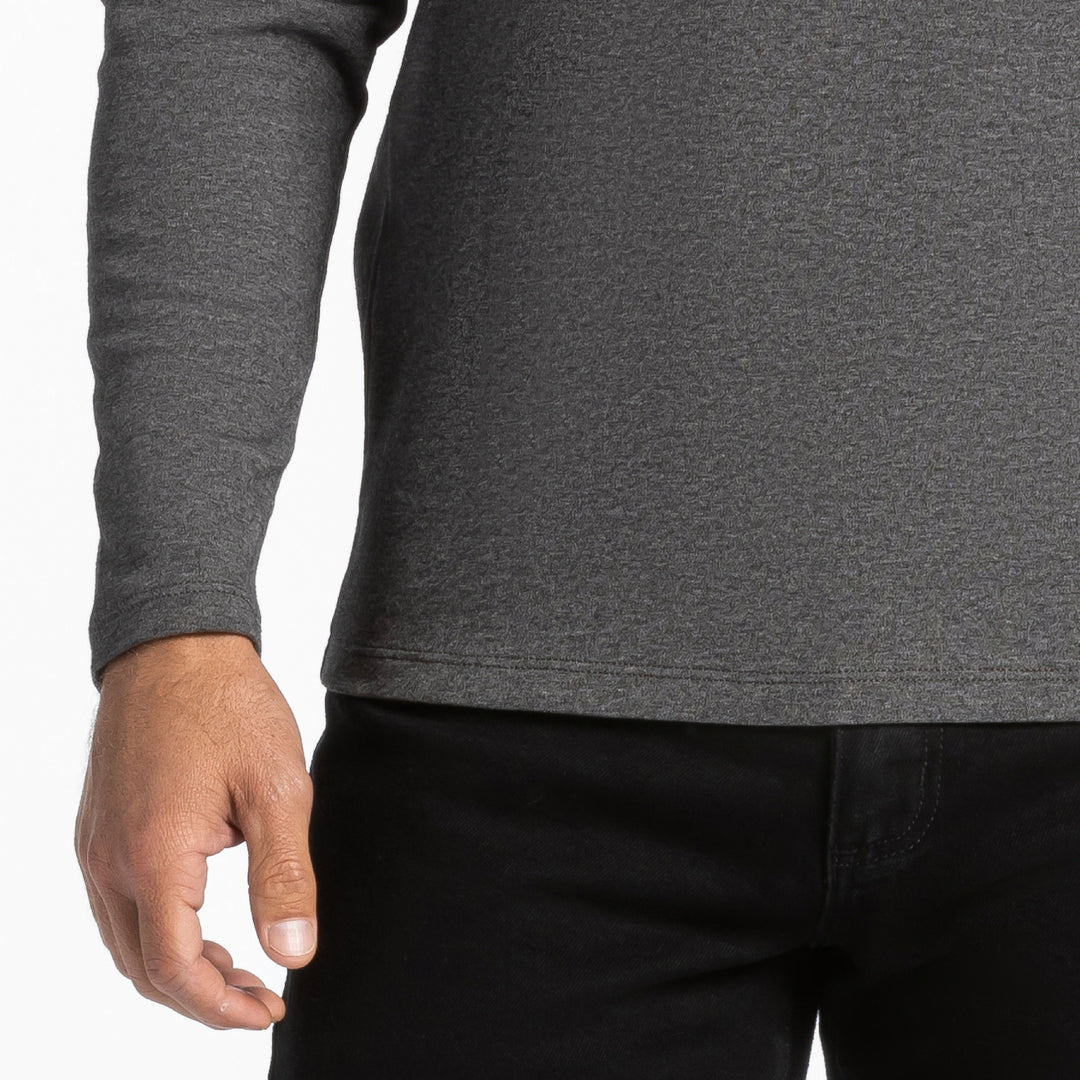 Ash & Erie Heather Charcoal Luxury Soft Touch Long Sleeve Crew Neck T-Shirt for Short Men   Long Sleeve Premium Tee