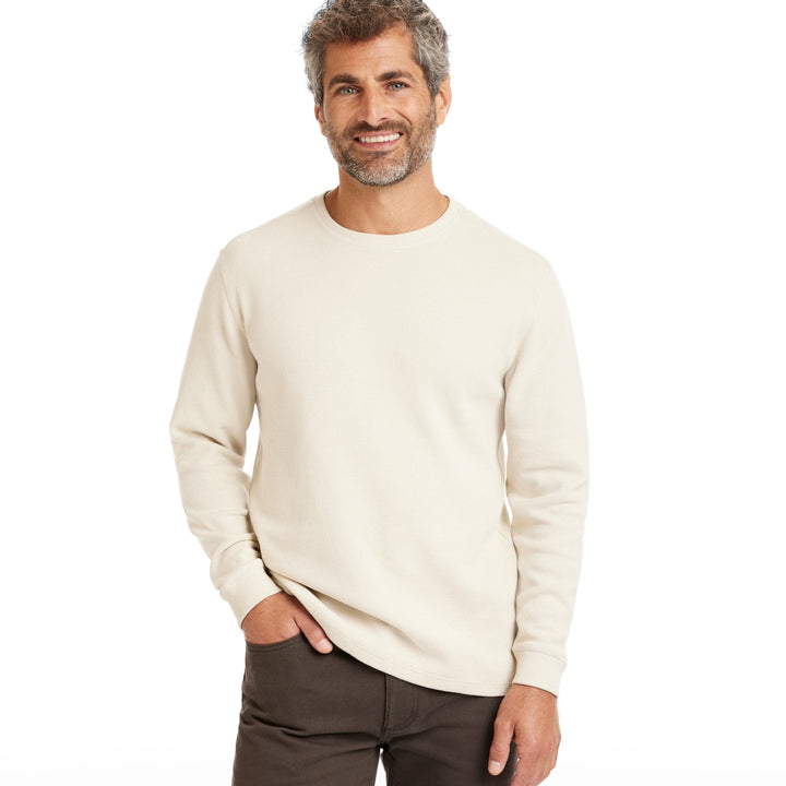 Ash & Erie Oat Waffle Long Sleeve Crew Neck Tee for Short Men   Long Sleeve Premium Tee