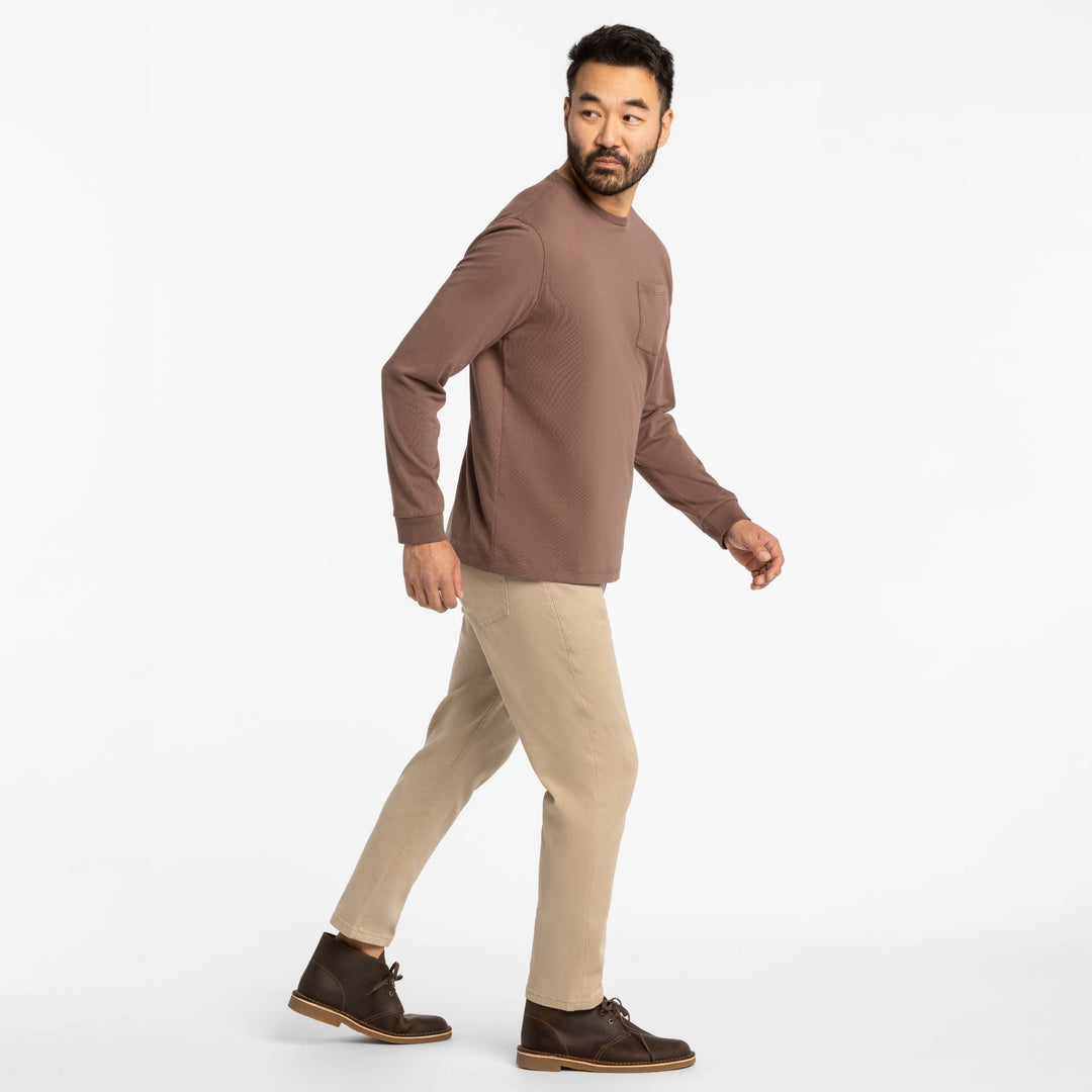 Ash & Erie Peppercorn Long Sleeve Pima Cotton Crew Neck Tee for Short Men   Long Sleeve Premium Tee