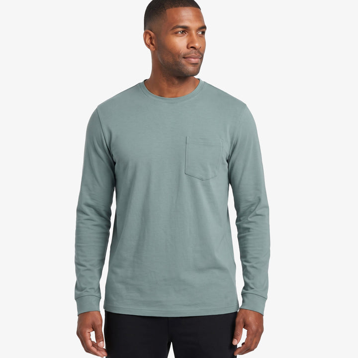 Ash & Erie Ridge Long Sleeve Pima Cotton Crew Neck Tee for Short Men   Long Sleeve Premium Tee